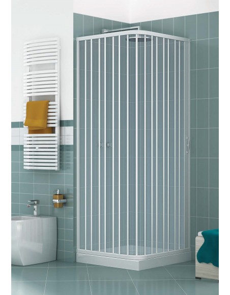 Box Doccia In PVC Con Apertura A Soffietto - 70x70cm, Altezza 175cm, Bianco - Foto 8