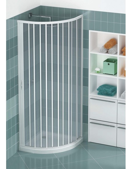 Box doccia 80x80 cm semicircolare a due lati con apertura totale Atene PVC