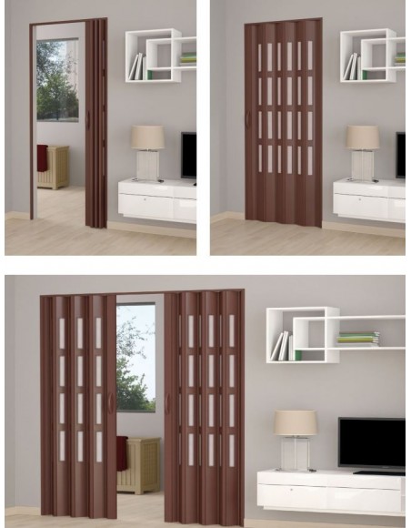 Porta a soffietto in PVC con vetri Porta a soffietto in PVC con vetri