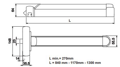 Maniglione Antipanico Nero Push Reversibile con Barra Rossa L. 1170 mm  Reversibile Antipanic - Tutto per Infissi